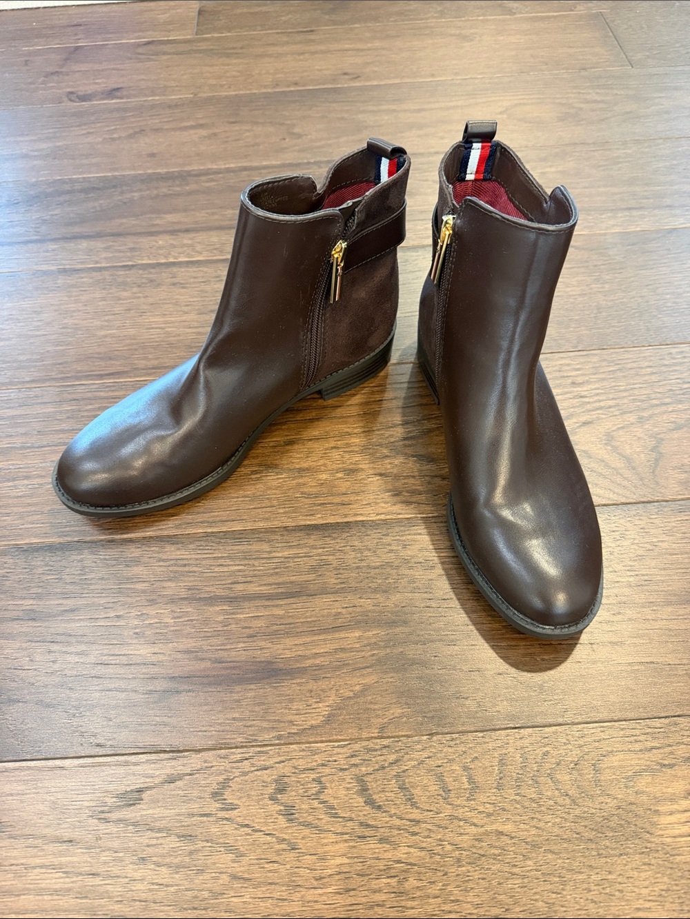 Tommy Hilfiger Dark Brown Idala Ornamented Side Zip Booties Size 6.5 - C22-051